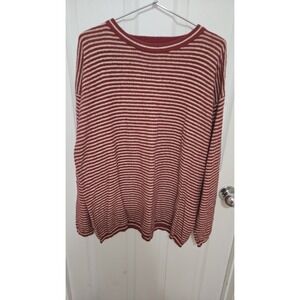 Le Collezioni Structure XL Striped Sweater Red Cream Linen Blend Vintage Holiday